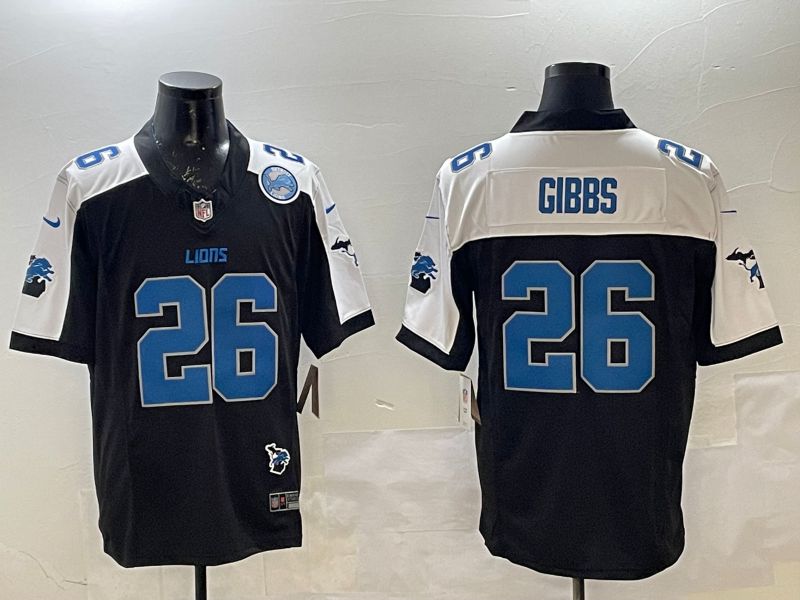 Men Detroit Lions #26 Gibbs Black Thanksgiving three generations 2025 Nike Limited NFL Jersey style 6->philadelphia phillies->MLB Jersey